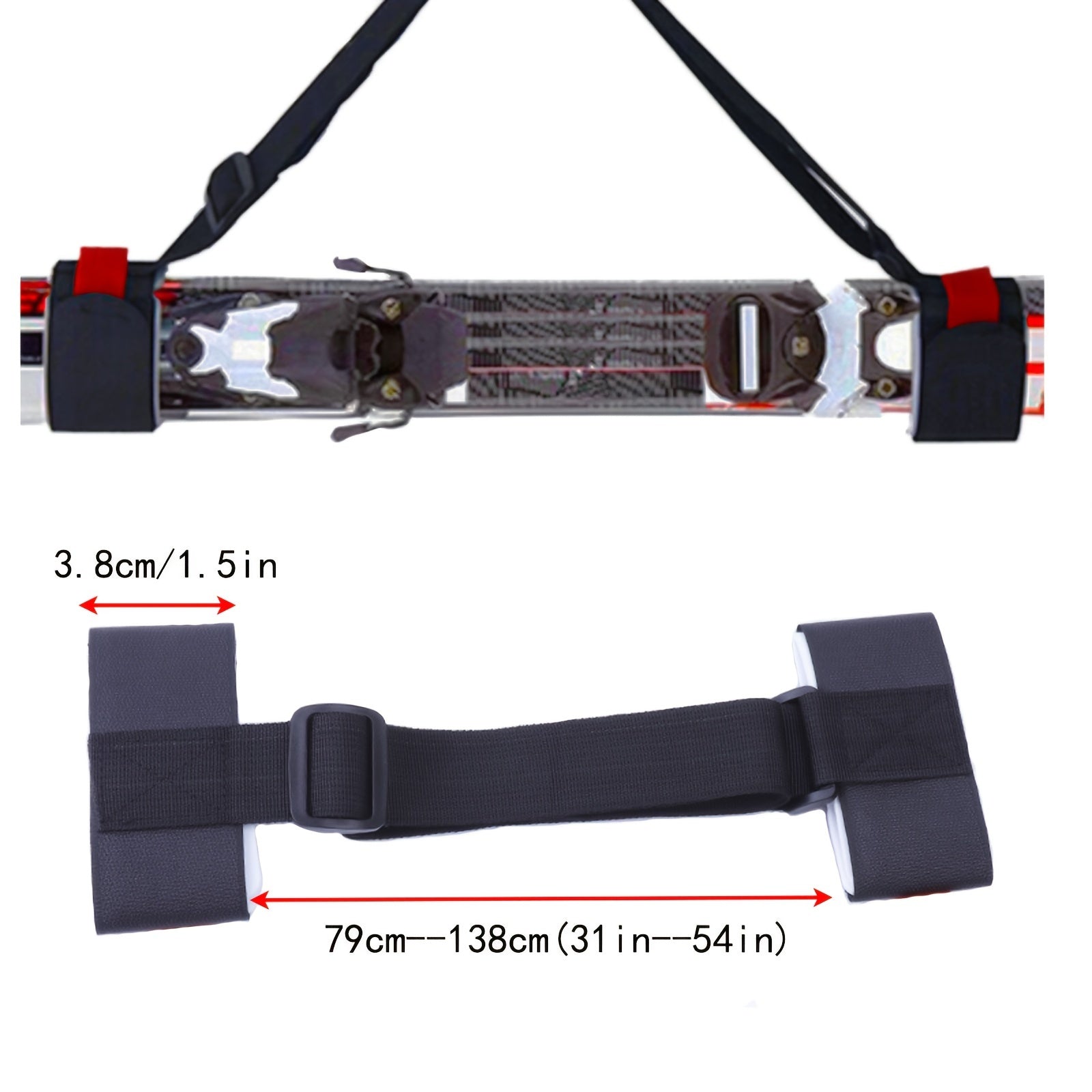 Adjustable Ski Carrier Straps and Backpack Belts with Kids Ski Pole Accessories