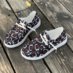 Women's Skate Shoes with Football and Heart Patterns