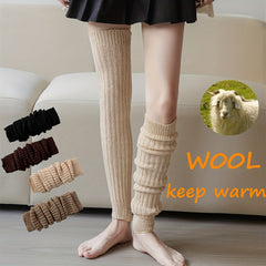 Rib Knit Leg Warmers Solid Crew Socks Women's Stockings