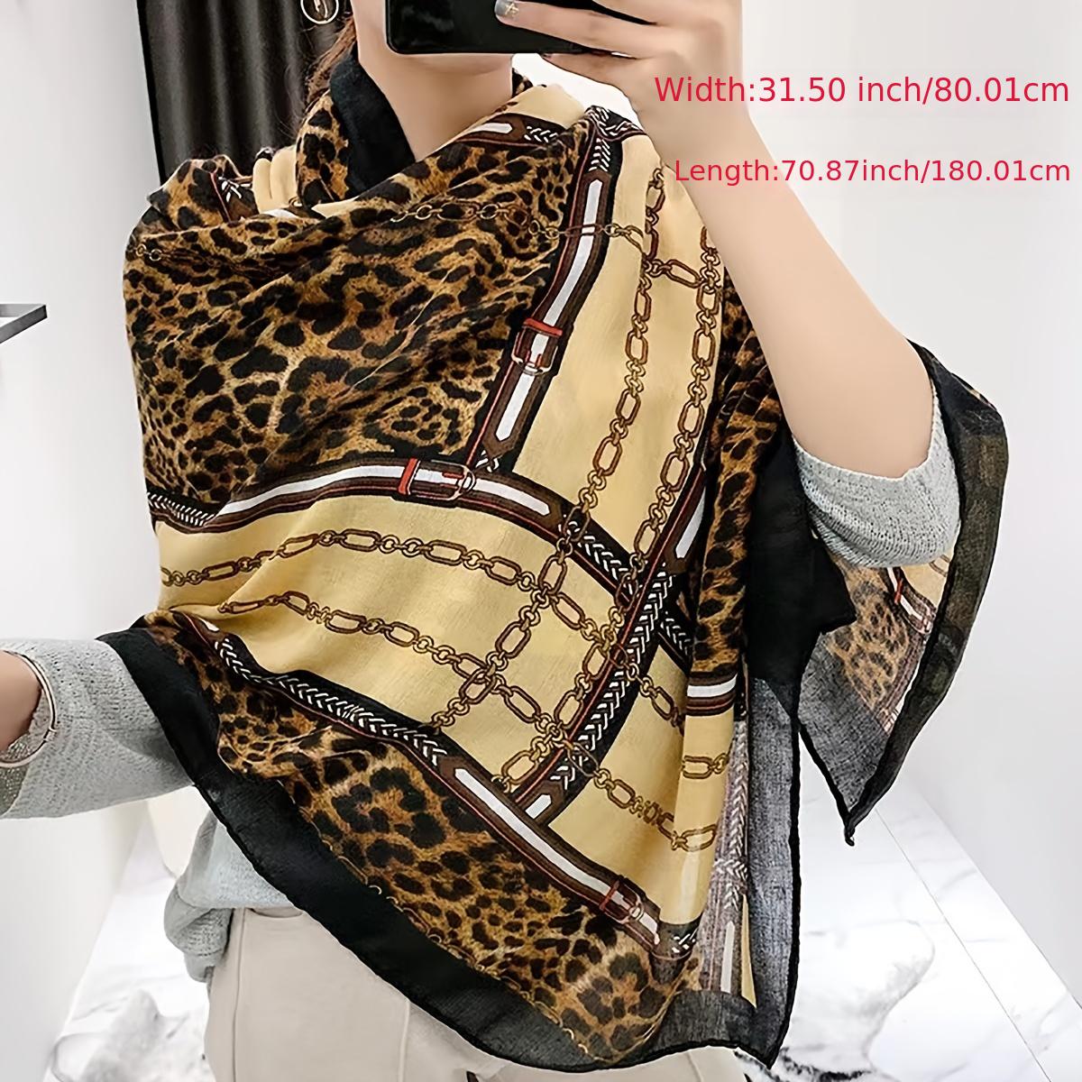 Leopard Chain Print Scarf Shawl Soft & Breathable Women Turban Hijab