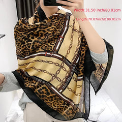 Leopard Chain Print Scarf Shawl Soft & Breathable Women Turban Hijab