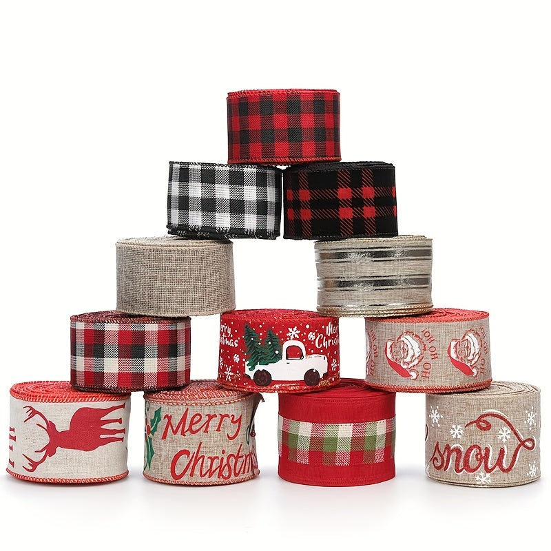 Red Plaid Bow Christmas Ribbon Decoration