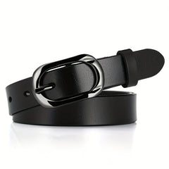 Women's Leather Belt Rectangular Pin Buckle Cowhide Belt
