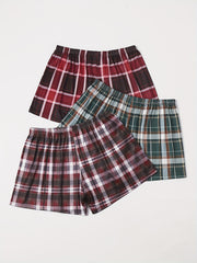 3 Pack Plus Size Plaid Print Lounge Shorts Set
