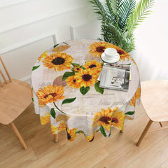 Vintage Bohemian Style Sunflower Tablecloth 60 Inch