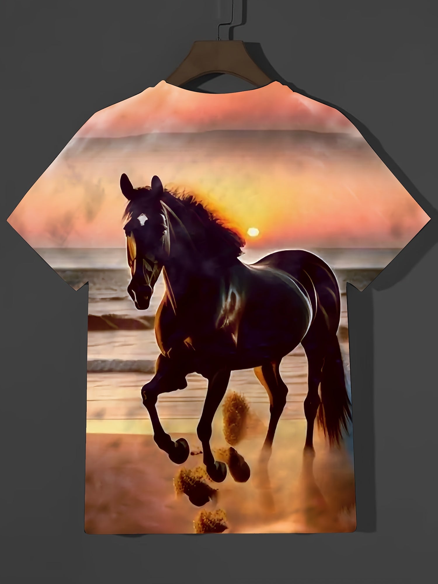 Horse 3d Pattern Print Men's Short Sleeve Comfy T shirt Graphic Tee