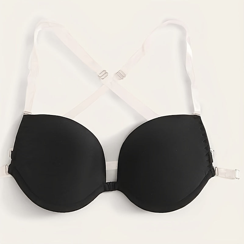Solid Push Up Bra Comfy & Breathable Invisible Bra Women's Lingerie