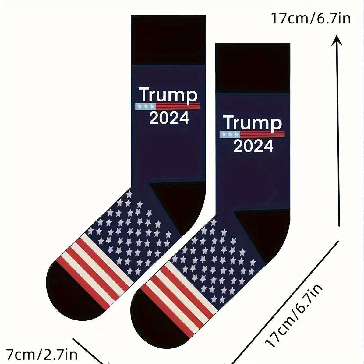 2 Pairs Striped Crew Socks for Men