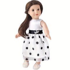 18in Doll Clothing Dress - Polka Dot Skirt, Bow Tie - Fits 18 inch Dolls