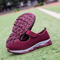 Women's Breathable Knit Sneakers Casual Hook & Loop Outdoor Shoes