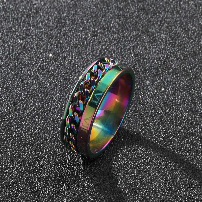 Men's Rotatable Roman Numeral Band Ring