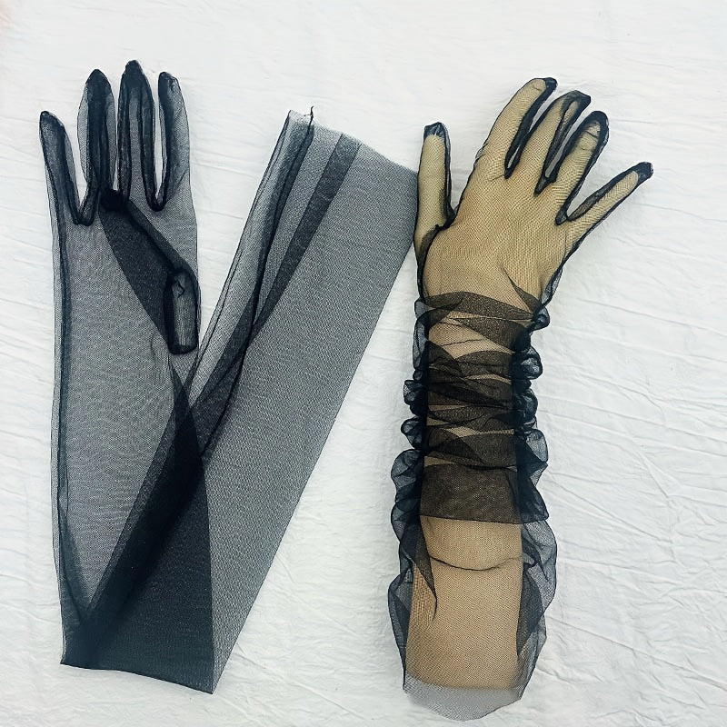 Sheer Mesh Gloves for Weddings & Events - Sexy Bridal Accessory