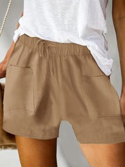 Solid Drawstring Shorts Casual Elastic Waist Wide Leg Shorts Women's Clothing