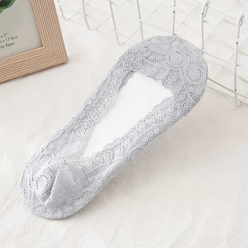 5 Pairs Women's Lace No Show Socks Casual Lace Low Cut Liner Boat Socks