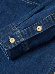 Men's Denim Shirt Chest Pockets Soft Casual Shirt