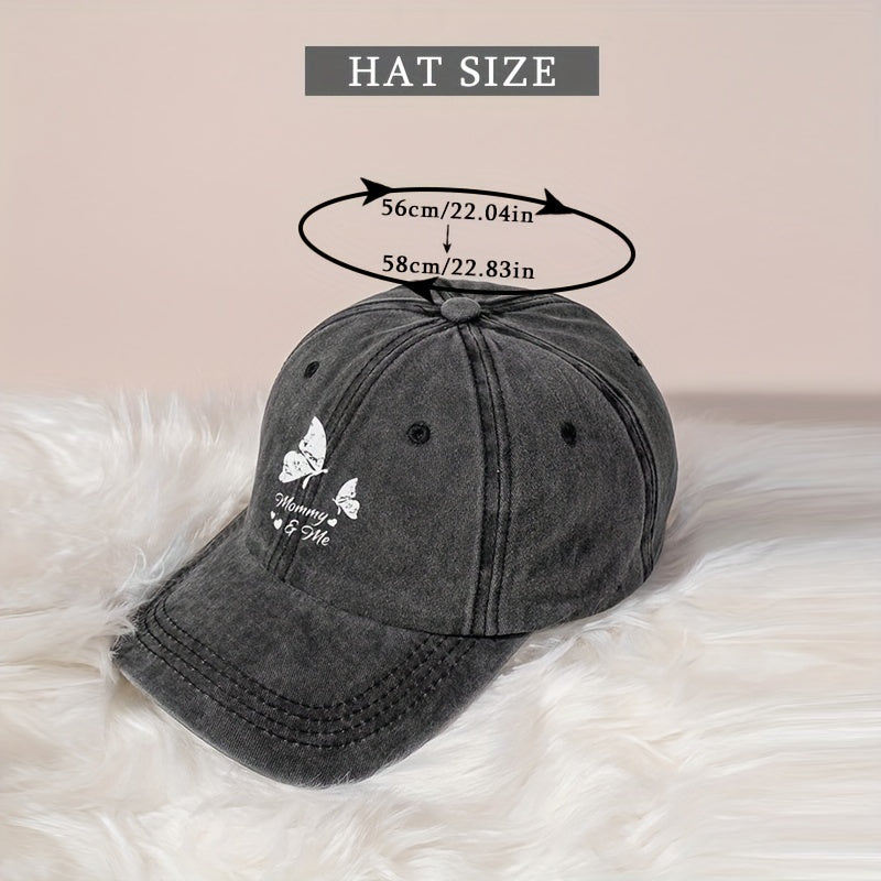 Vintage Butterfly Print Baseball Cap Distressed Sunshade Hat