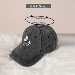 Vintage Butterfly Print Baseball Cap Distressed Sunshade Hat