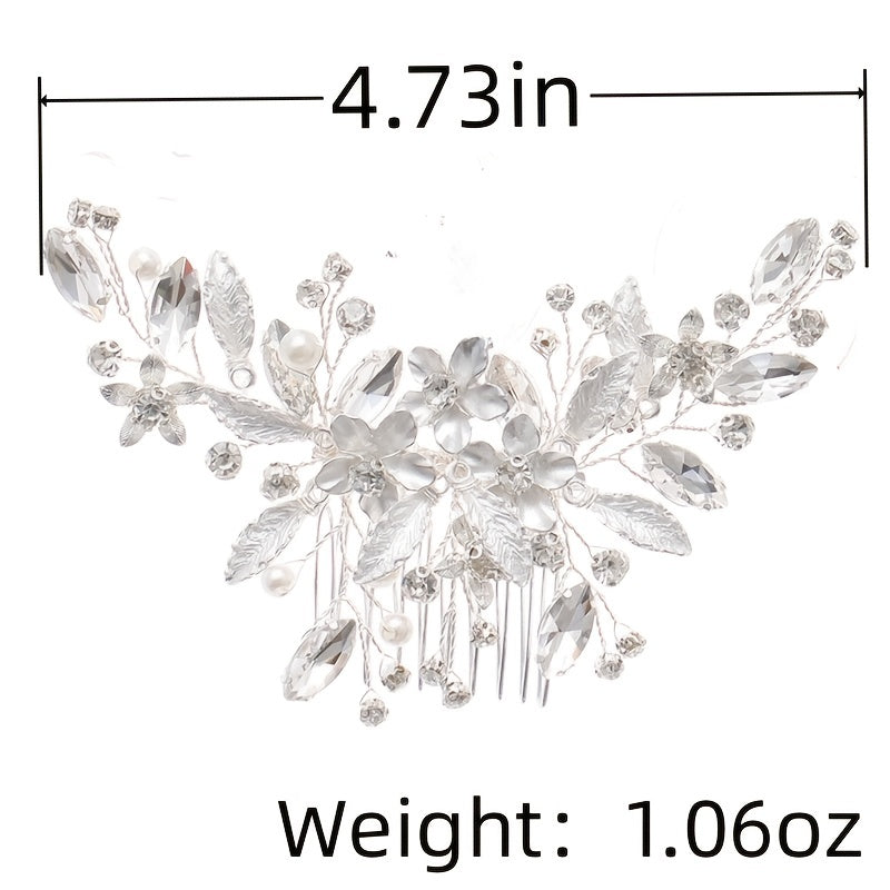 Silvery Crystal Flower Hair Comb Wedding Hair Accessories Bridal Tiara Headpiece