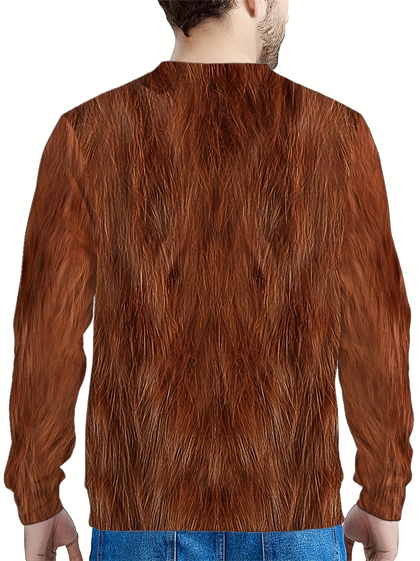 Funny Hairy Print Men's Crew Neck Long Sleeve Sweatshirt
