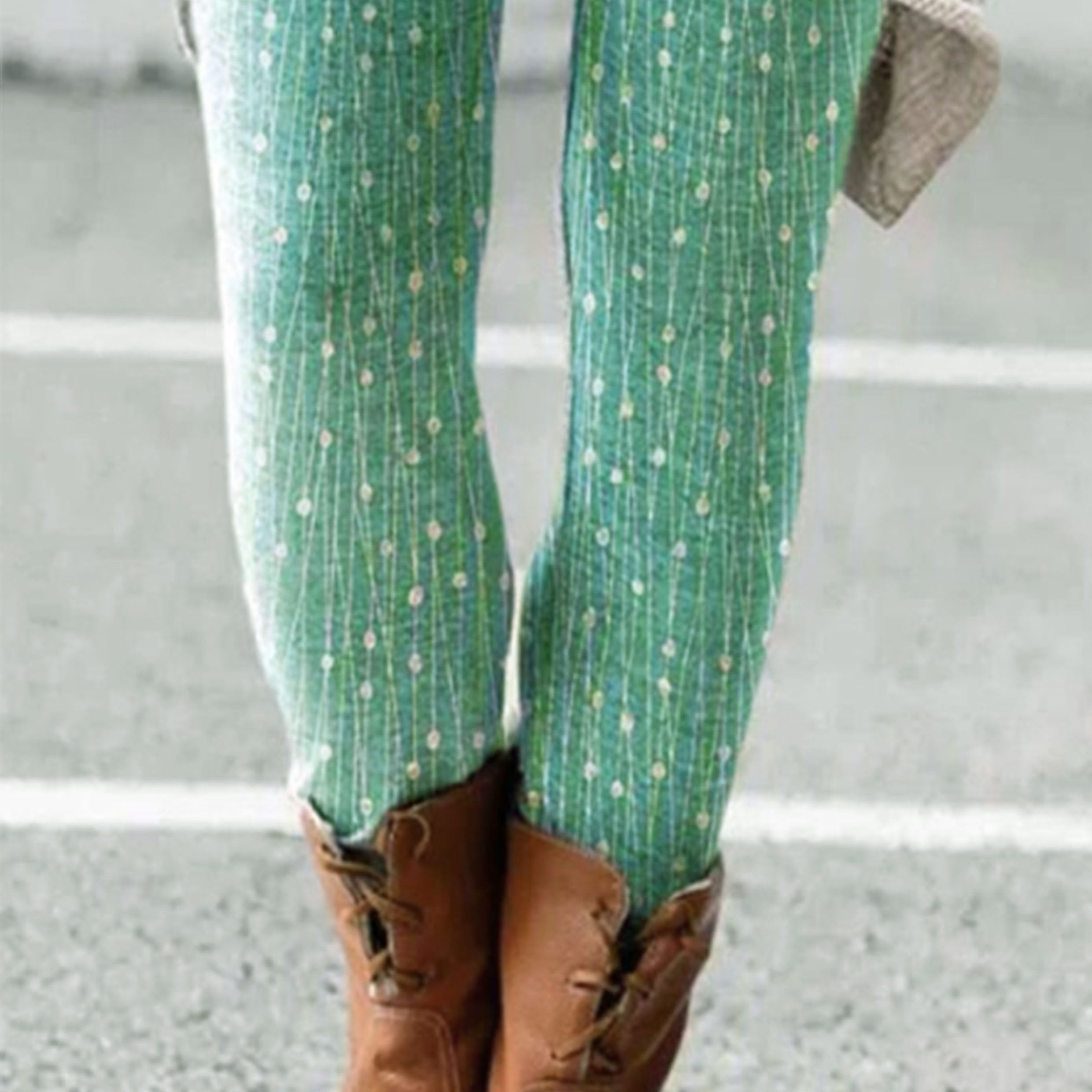 Print Skinny Leggings Elastic Waist Stretchy Leggings Women's Clothing