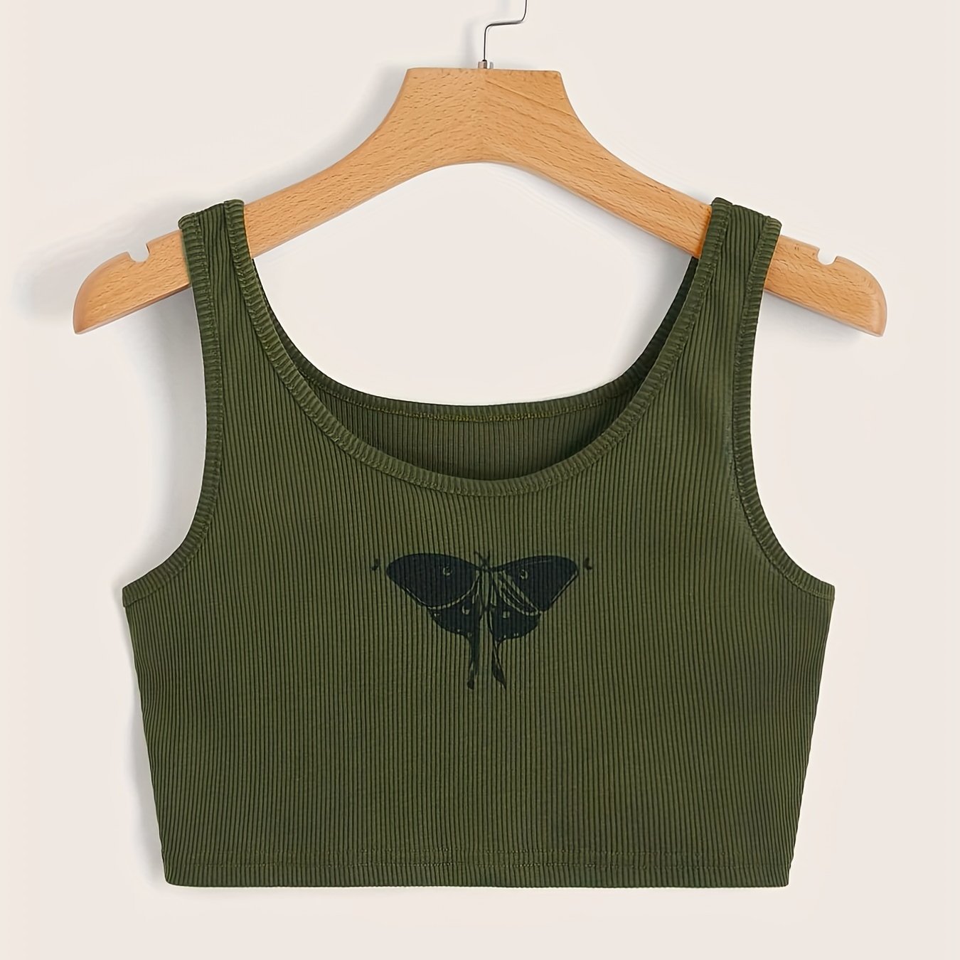 Butterfly Print Tank Top Y2K Crew Neck Summer Sleeveless Top