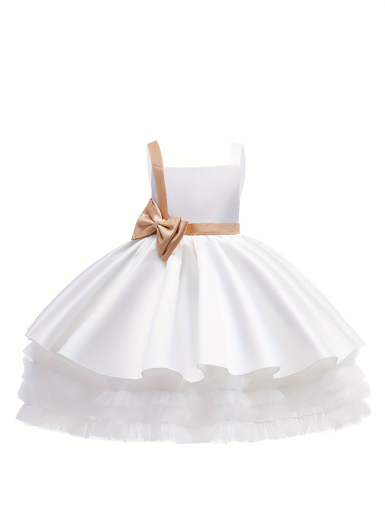 Girls Princess Maxi Dress for Formal Wedding Evening Party with Big Bow