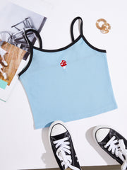 Mushroom Pattern Cami Crop Top Sexy Slim Casual Top For Summer