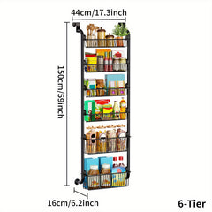 Heavy Duty Over the Door Pantry Organizer with 6 Tiers and Baskets