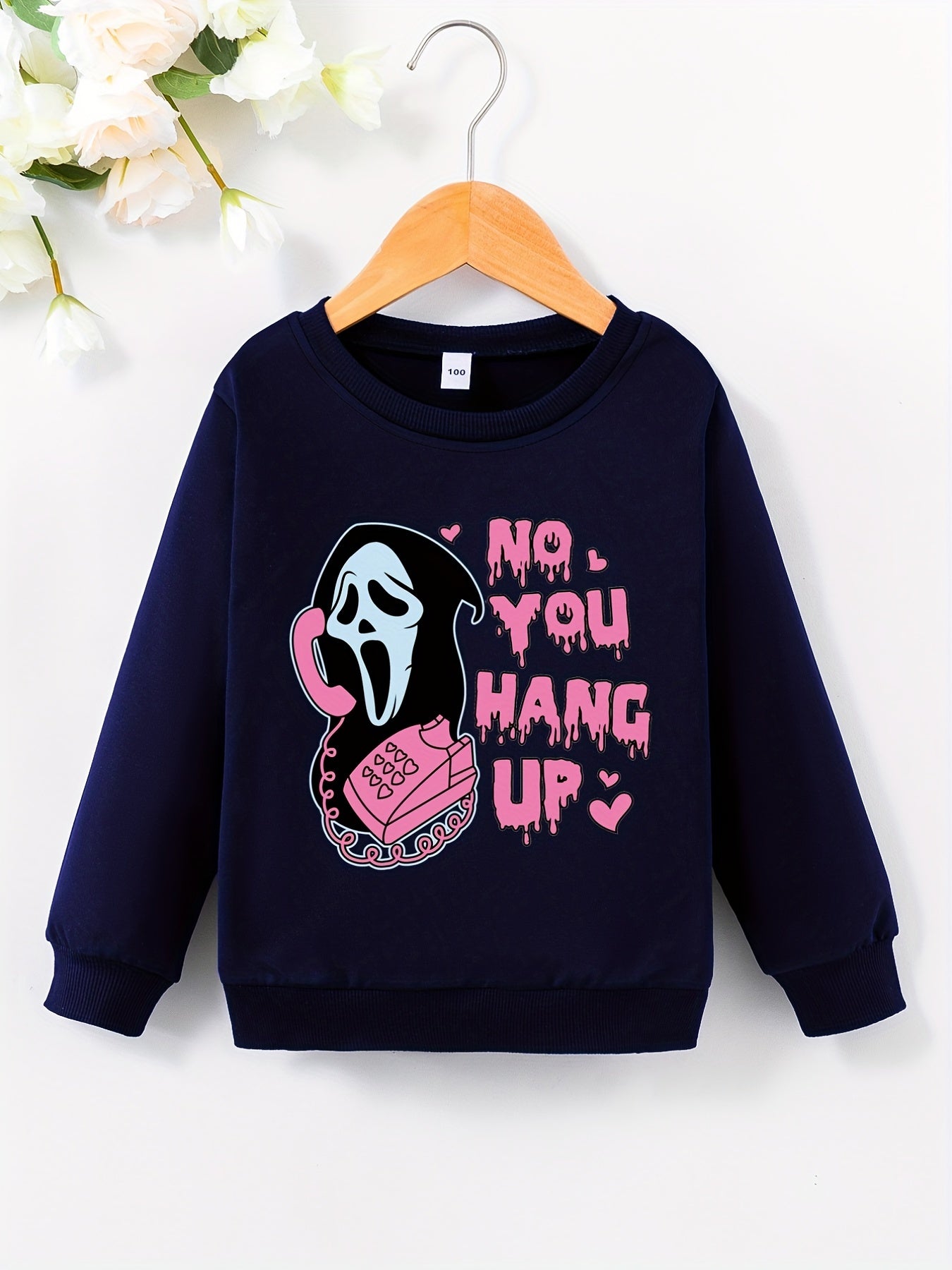 Girls' Halloween Sweatshirt Top No You Hang Up Print Round Neck
