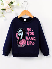 Girls' Halloween Sweatshirt Top No You Hang Up Print Round Neck