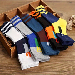 5 Pairs Men's Breathable Sport Socks Thick Mid Calf Socks
