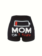 Sexy Shorts Women's Plus Slogan Print High Rise Stretch Shorts
