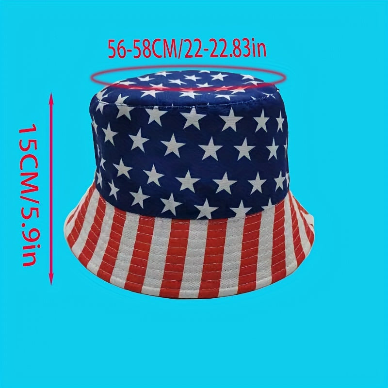 Unisex Sunshade Bucket Hat with American Flag Print