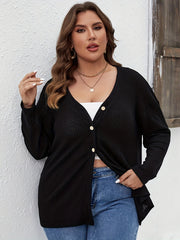 Long Sleeve Button Front Waffle Knit Tee