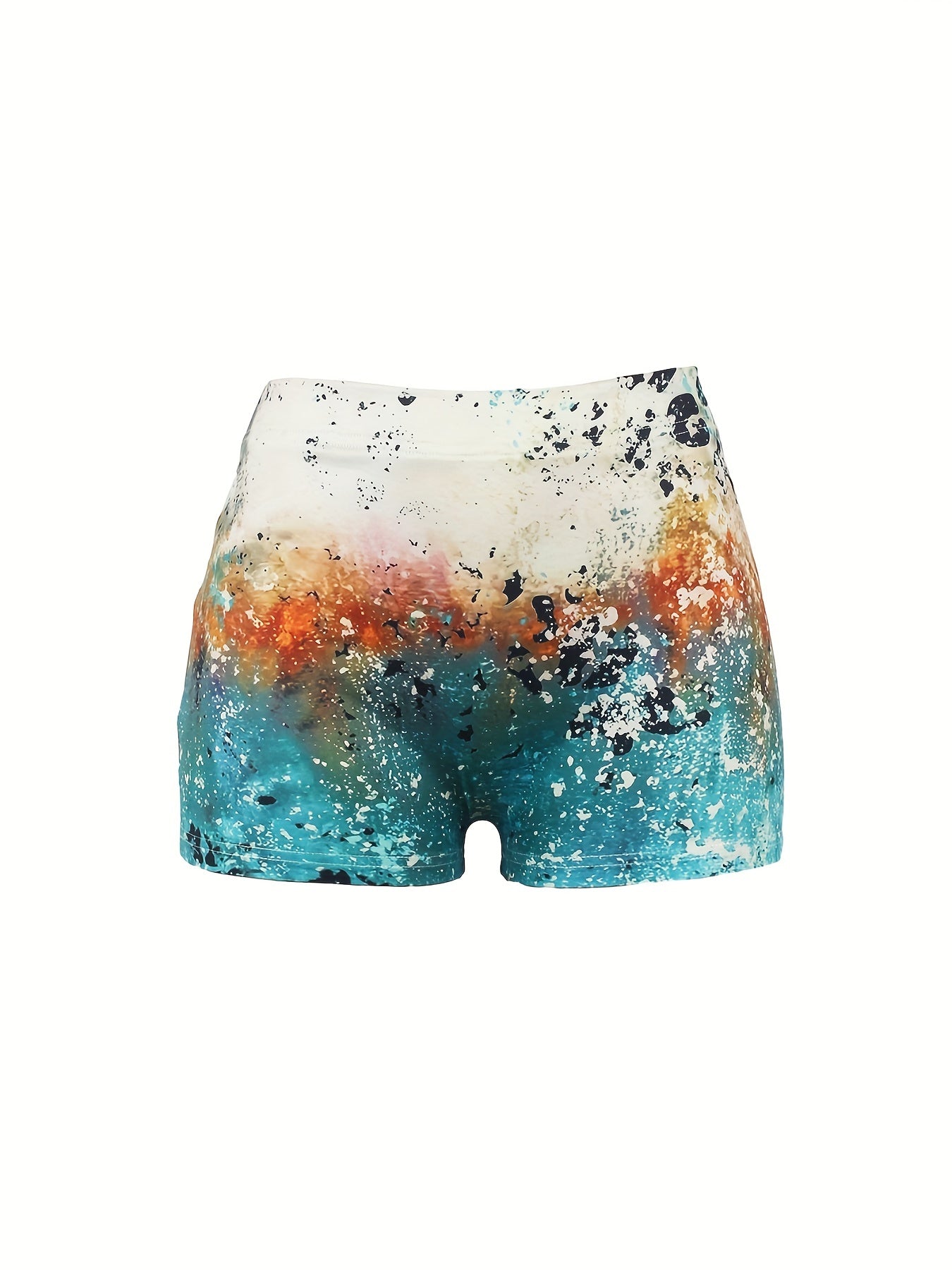 Letter & Sunflower Print Skinny Shorts for Women