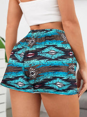 Geometric Print Drawstring Shorts for Women