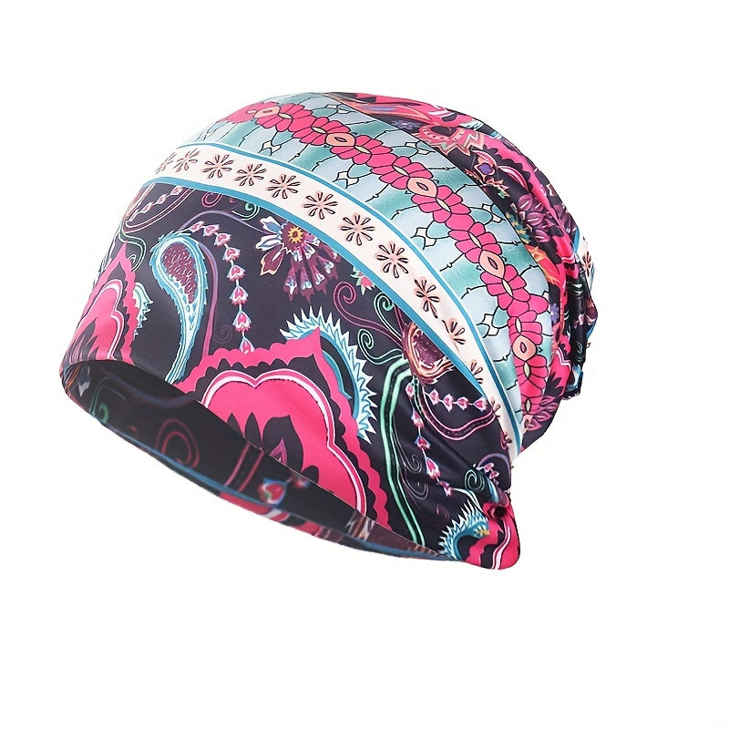 Flower Print Beanie Turban Chemo Cap Lightweight Skull Hat