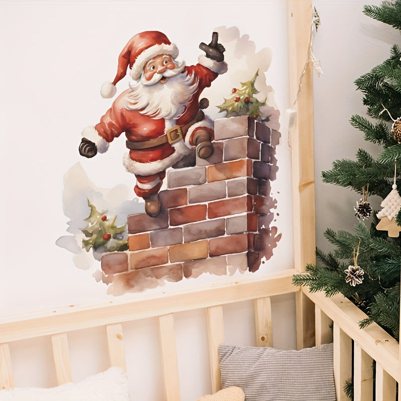 2pcs Christmas Wall Stickers Santa Claus Stickers Holiday Bedroom Decoration