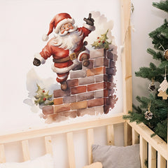 2pcs Christmas Wall Stickers Santa Claus Stickers Holiday Bedroom Decoration