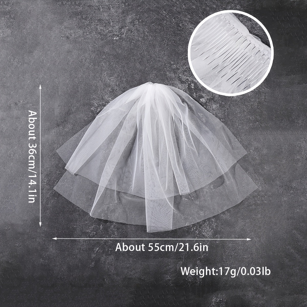 Bridal Veil with Comb Smooth Satin Finish for Weddings Proms