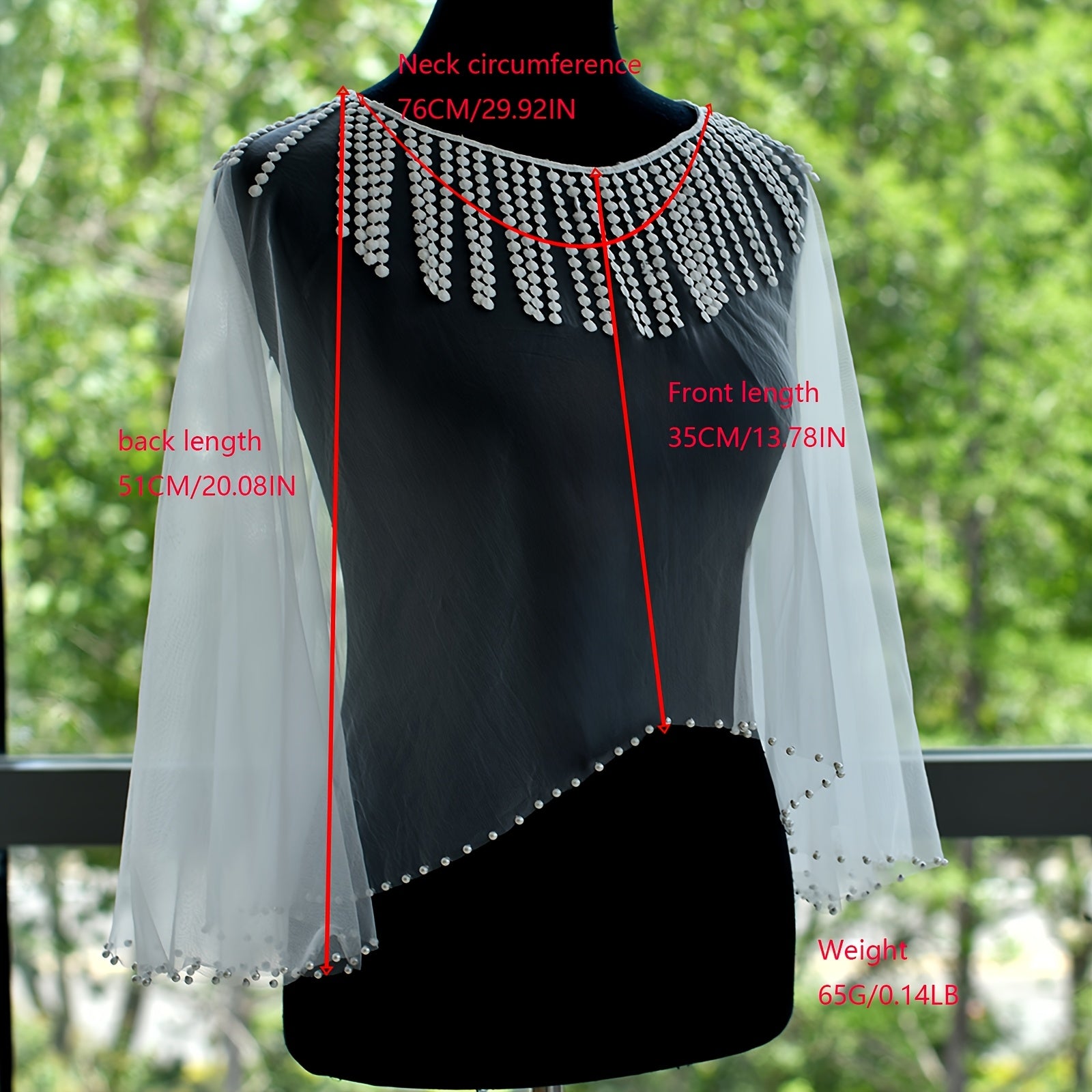 Bohemian Wedding Shawl Capelet Lightweight Nylon Bridal Cover Up Tassel Details