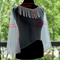 Bohemian Wedding Shawl Capelet Lightweight Nylon Bridal Cover Up Tassel Details