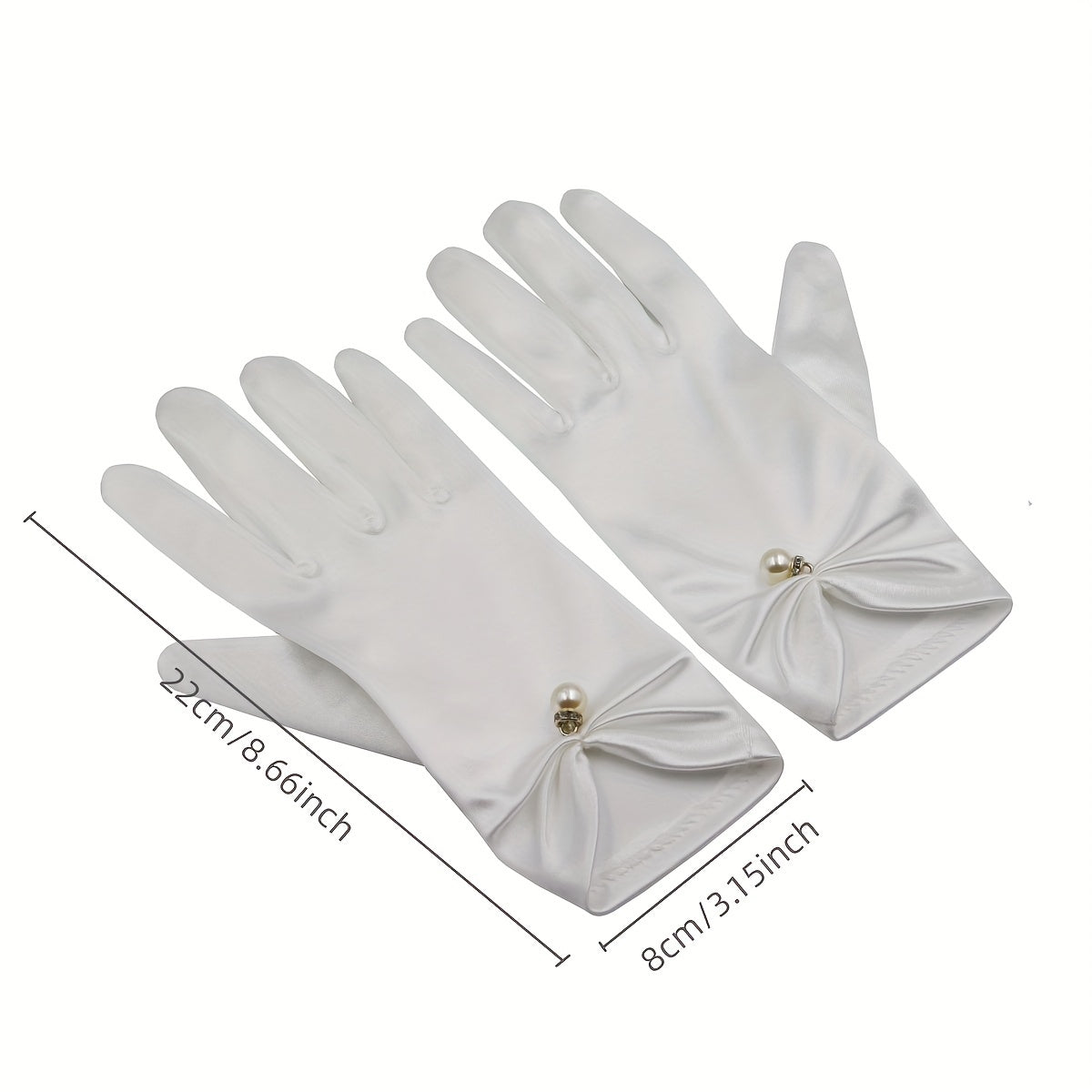 Satin Short Gloves Faux Pearl Prom Party Women's Accessories