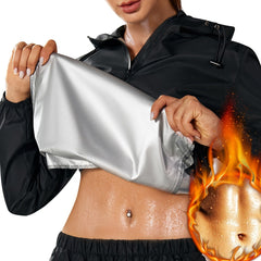 GOTOLY Women's Sauna Waterproof Hooded Jacket Fitness Sports