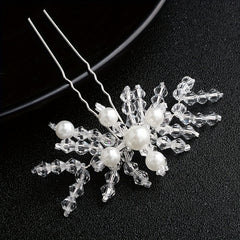 Bridal Hairpin Rhinestone Leaves Faux Pearl Wedding Hair Accessories