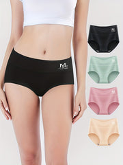 4pcs Letter Print Briefs Women's Comfy & Breathable Intimates Panties