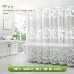 Frosted Flower Shower Curtain PEVA Lining Waterproof Durable