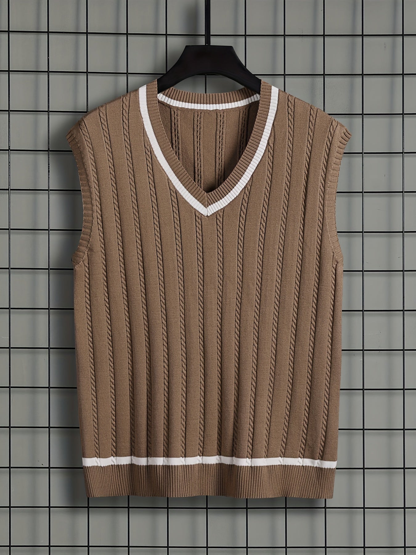 Men's Vintage Style V-Neck Sweater Vest for Fall Winter