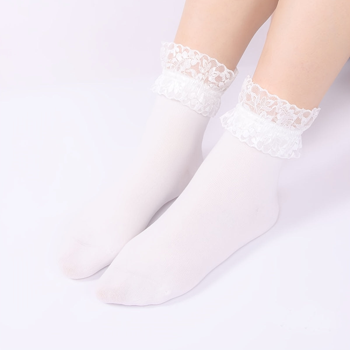 Lace Crew Socks Lightweight Comfy Mid-tube Stockings
