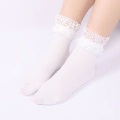 Lace Crew Socks Lightweight Comfy Mid-tube Stockings
